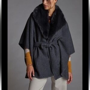 Faux Fur Belted Capelet | Anthropologie do everything in love cape gray one size